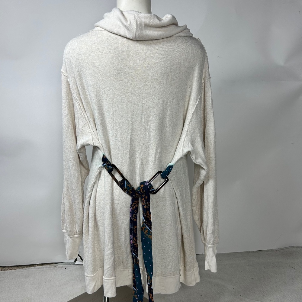 Free People Women’s Cream Cowl Neck Tunic Sweater Top Size XS